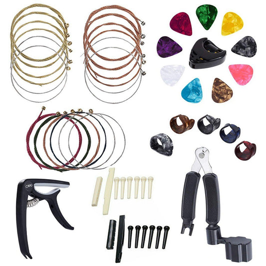 34-Piece Guitar Accessory Kit: Picks, Capo, Strings, Bridge Pins & More
