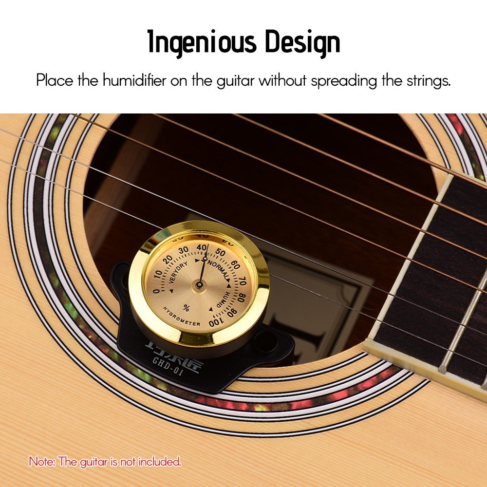 Portable Universal Guitar Humidifier & Hygrometer for All Acoustic Guitars (ABS+Metal)