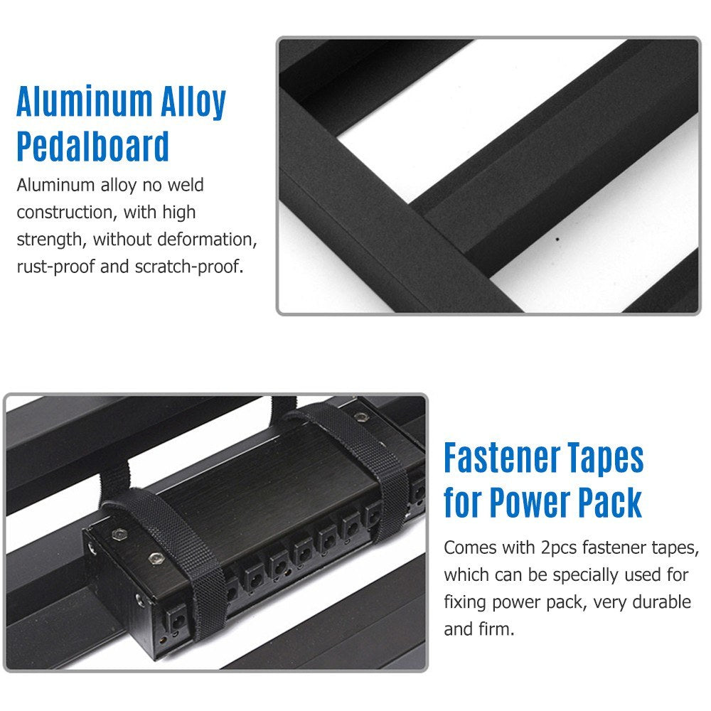 Aluminum Alloy Guitar Pedalboard 19.7x11 Inch with Carry Bag - Large Size