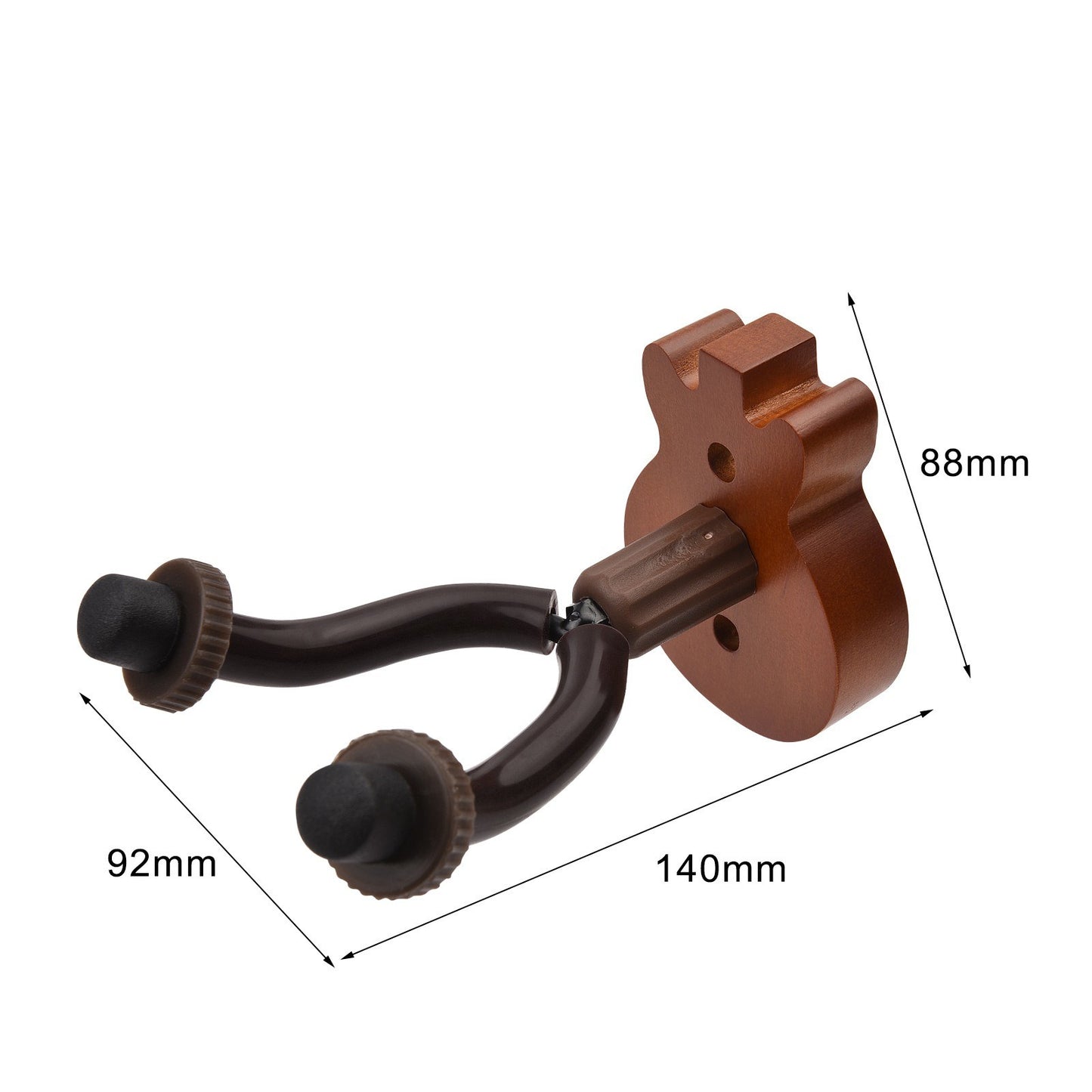 Solid Wood Guitar Wall Mount Hanger with Metal Steadying Bars for Acoustic, Electric, Bass Guitars & Ukulele