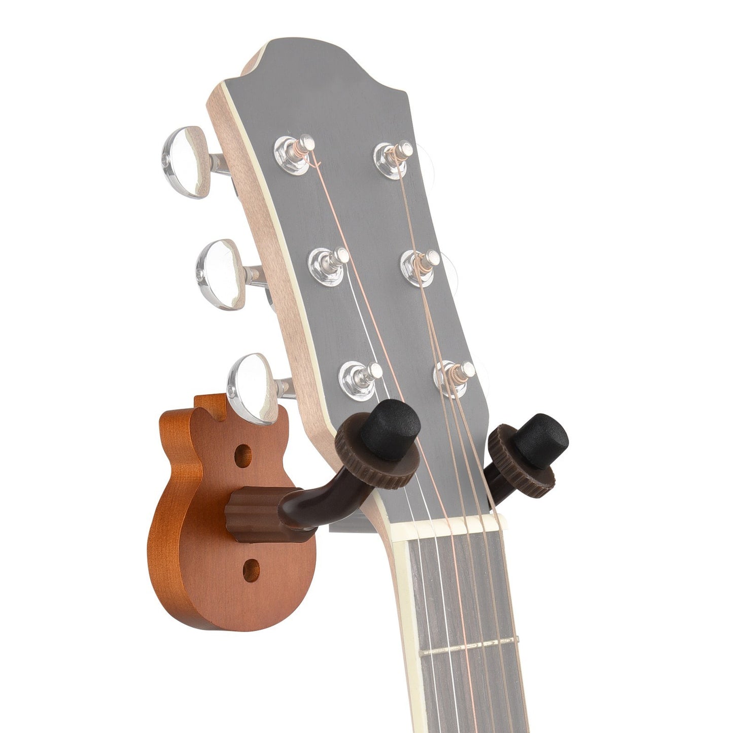 Solid Wood Guitar Wall Mount Hanger with Metal Steadying Bars for Acoustic, Electric, Bass Guitars & Ukulele