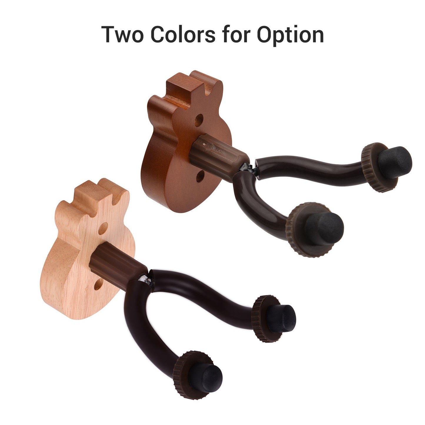 Solid Wood Guitar Wall Mount Hanger with Metal Steadying Bars for Acoustic, Electric, Bass Guitars & Ukulele