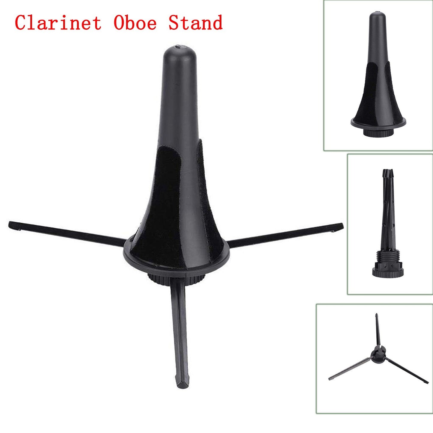 Black Foldable Tripod Stand for Clarinet, Oboe & Saxophone Wind Instruments