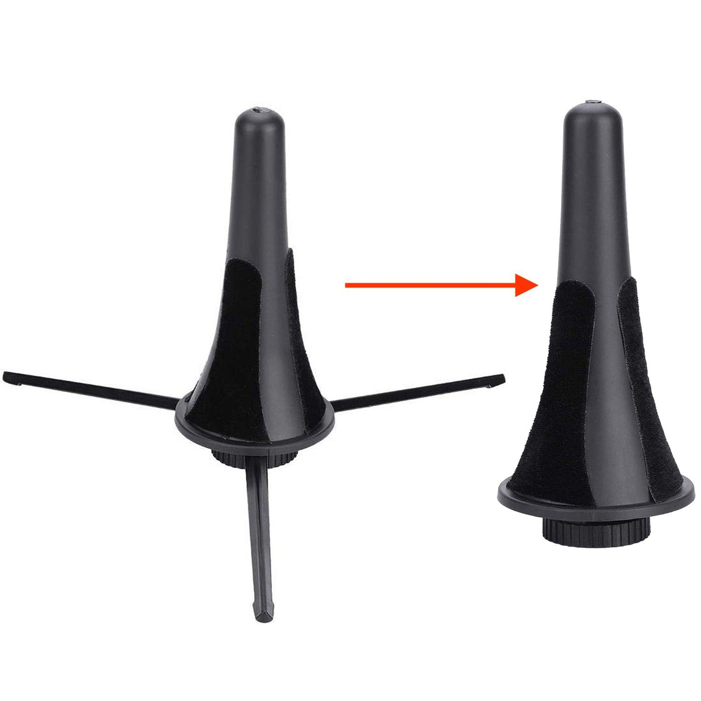 Black Foldable Tripod Stand for Clarinet, Oboe & Saxophone Wind Instruments