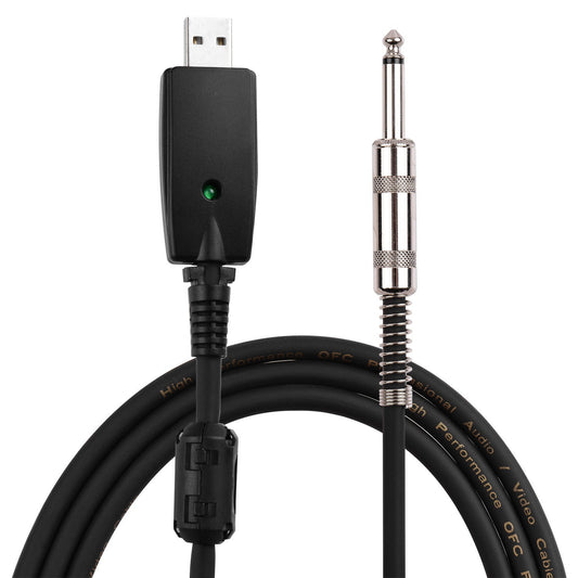 USB to 6.35mm Mono Electric Guitar Interface Cable