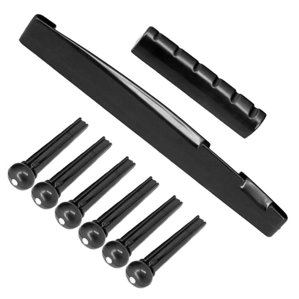 Complete Acoustic Folk Guitar Accessories Set: Bridge Pins, Nuts, Celluloid Picks, Pick Holders & Bridge Pin Puller