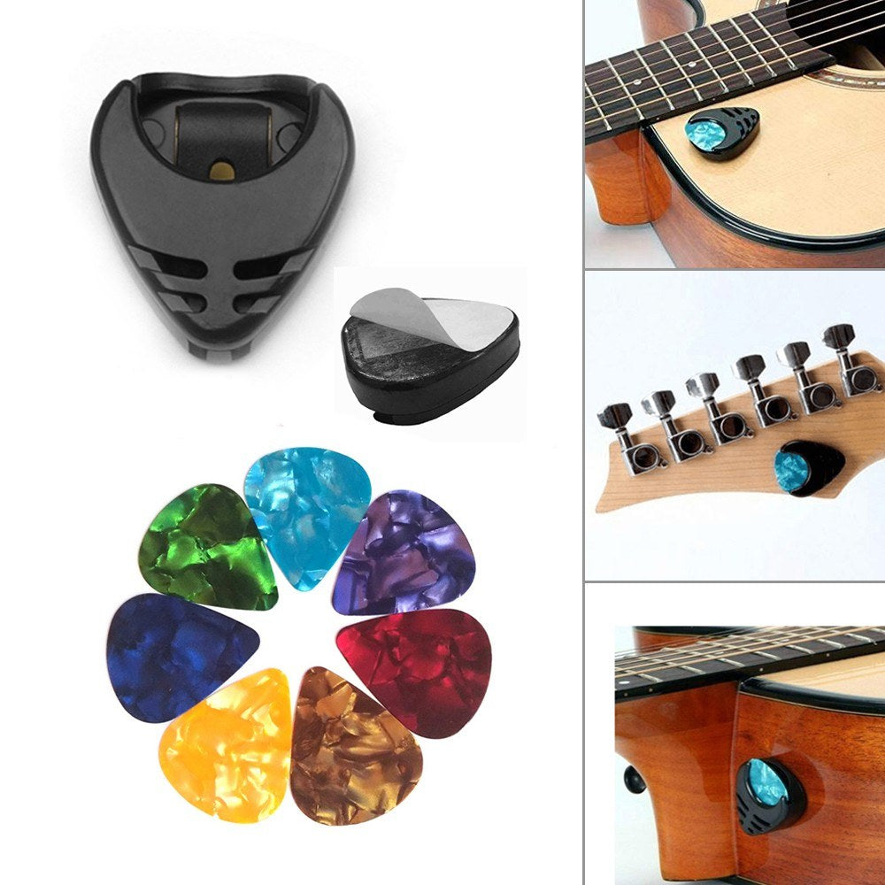 Complete Acoustic Folk Guitar Accessories Set: Bridge Pins, Nuts, Celluloid Picks, Pick Holders & Bridge Pin Puller
