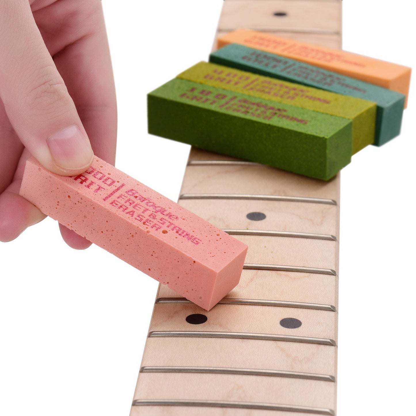 Guitar Fret Polishing Erasers - Abrasive Rubber Blocks in 180, 400, 1000, 1500, and 2000 Grit