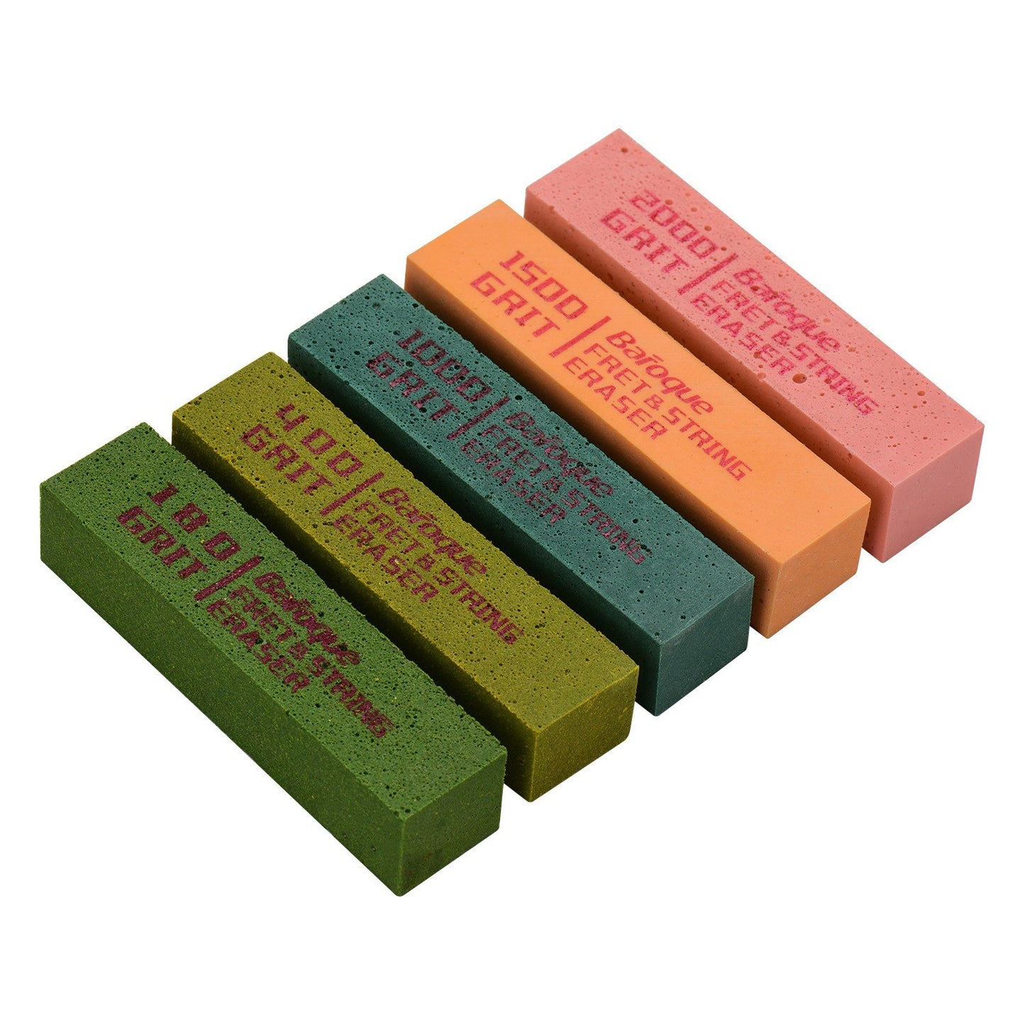 Guitar Fret Polishing Erasers - Abrasive Rubber Blocks in 180, 400, 1000, 1500, and 2000 Grit