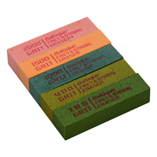 Guitar Fret Polishing Erasers - Abrasive Rubber Blocks in 180, 400, 1000, 1500, and 2000 Grit