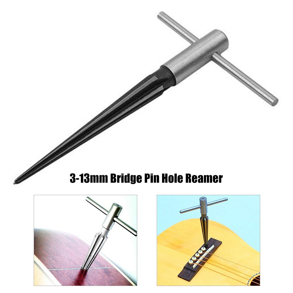 T-Handle 6-Flute Tapered Bridge Pin Hole Reamer for Acoustic Guitars Woodworking