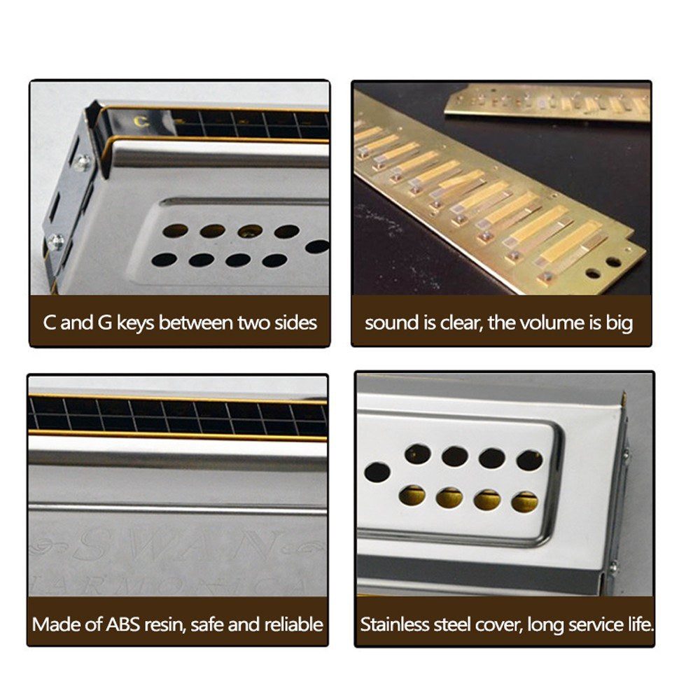 24-Hole Double Tone Harmonica in C and G - Woodwind Instrument