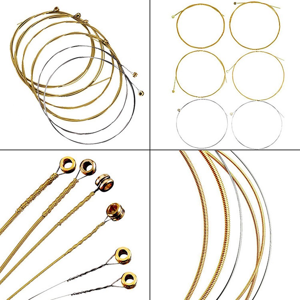 3-Pack Acoustic Folk Guitar Strings - Stainless Steel Core, Copper Alloy Wound (.007-.047), 6pcs/Set