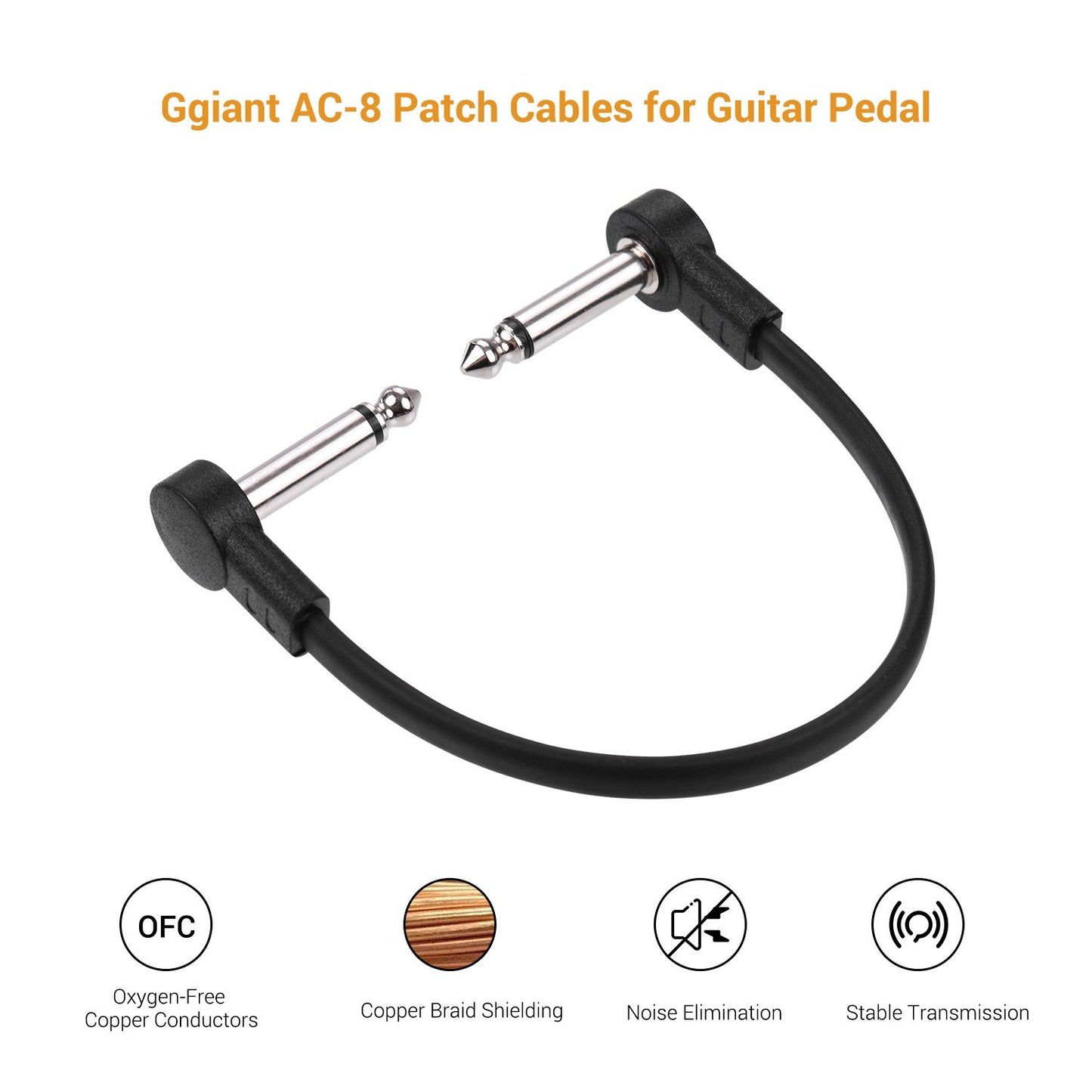 Ggiant AC-8 Guitar Pedal Patch Cables, 6-Inch Length