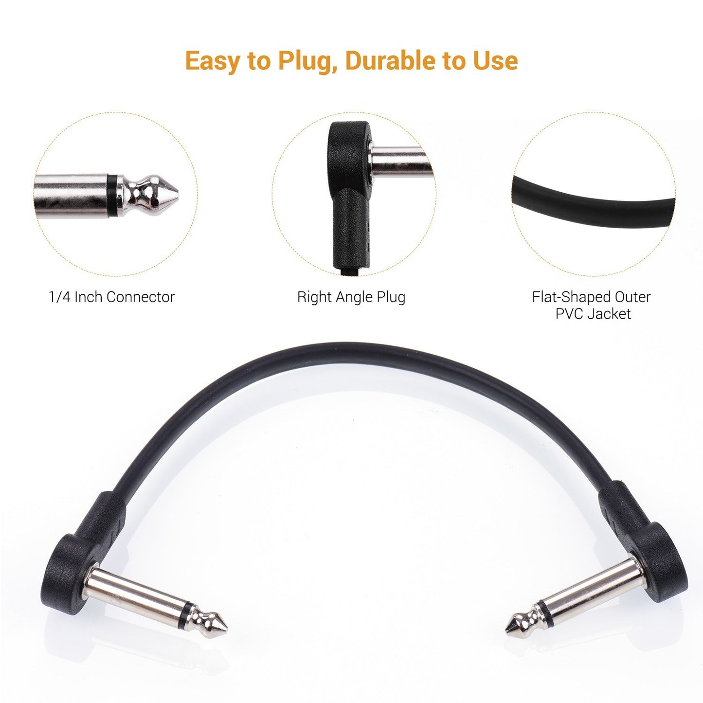 Ggiant AC-8 Guitar Pedal Patch Cables, 6-Inch Length