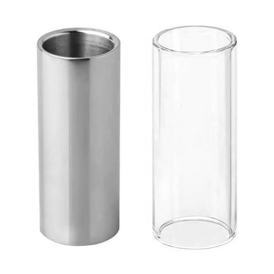 Guitar Finger Slide Kit - Glass & Stainless Steel Slides for Guitar/Bass (2pcs)
