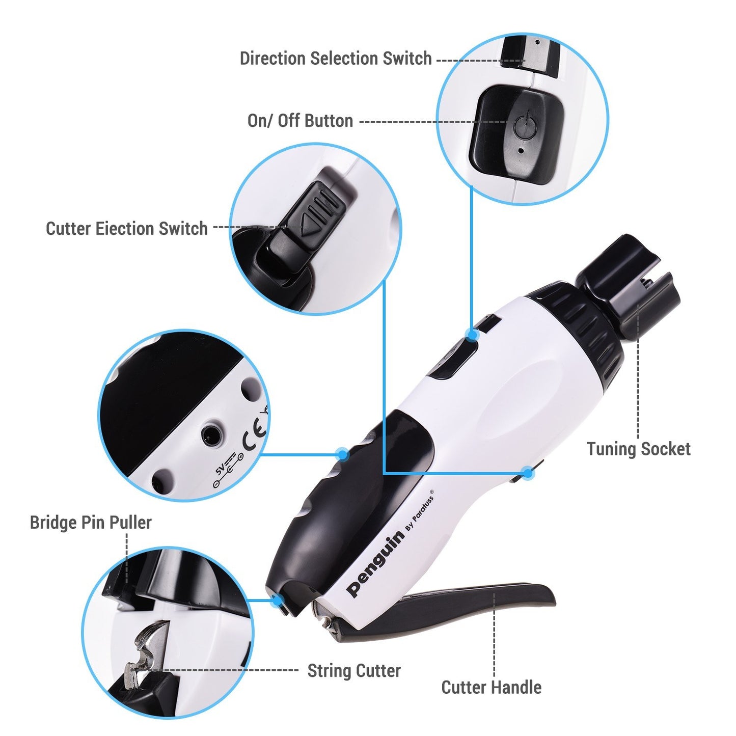 Motorized 3-in-1 String Winder & Restringing Tool