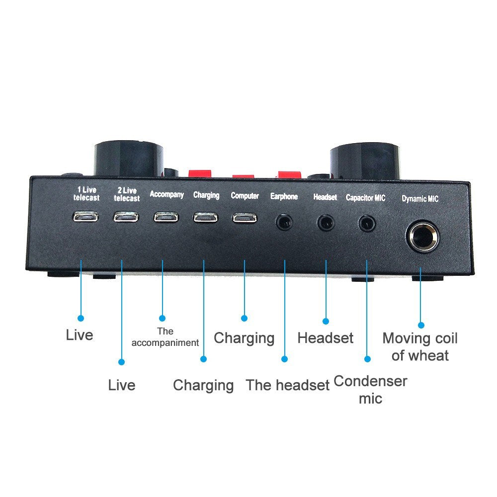 V8S Live Streaming Microphone and Sound Adapter for Phone and Laptop