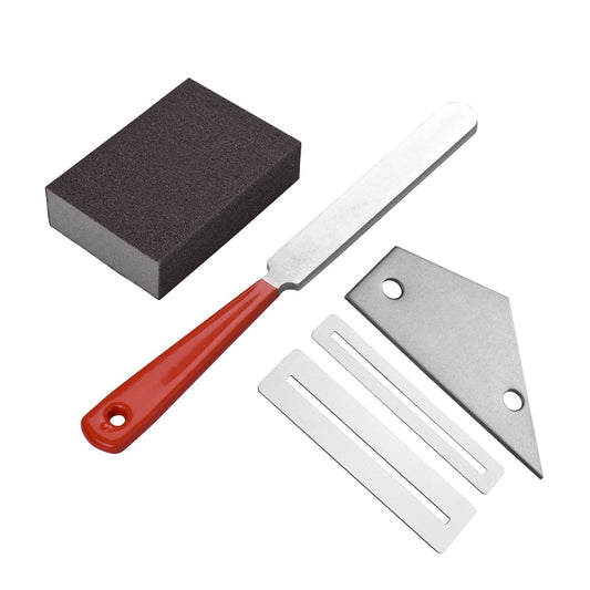 Guitar Luthier Tool Kit: Stainless Steel Fret File, Fingerboard Guards, Fret Rocker Leveling Tool, Grinding Sponge