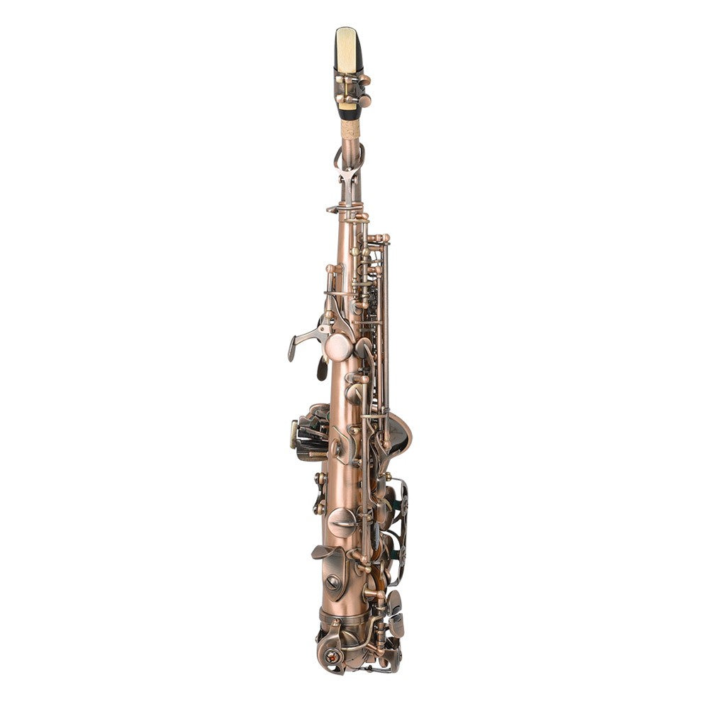 Red Brass Soprano Saxophone in Bb Key - Antique Finish Woodwind Instrument