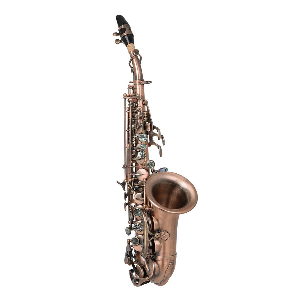 Red Brass Soprano Saxophone in Bb Key - Antique Finish Woodwind Instrument