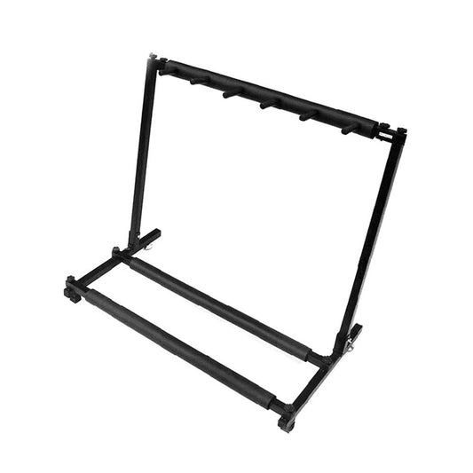Foldable 5-Guitar Stand Rack: Universal Holder for Classical, Acoustic, Electric, Bass - Portable Black Display