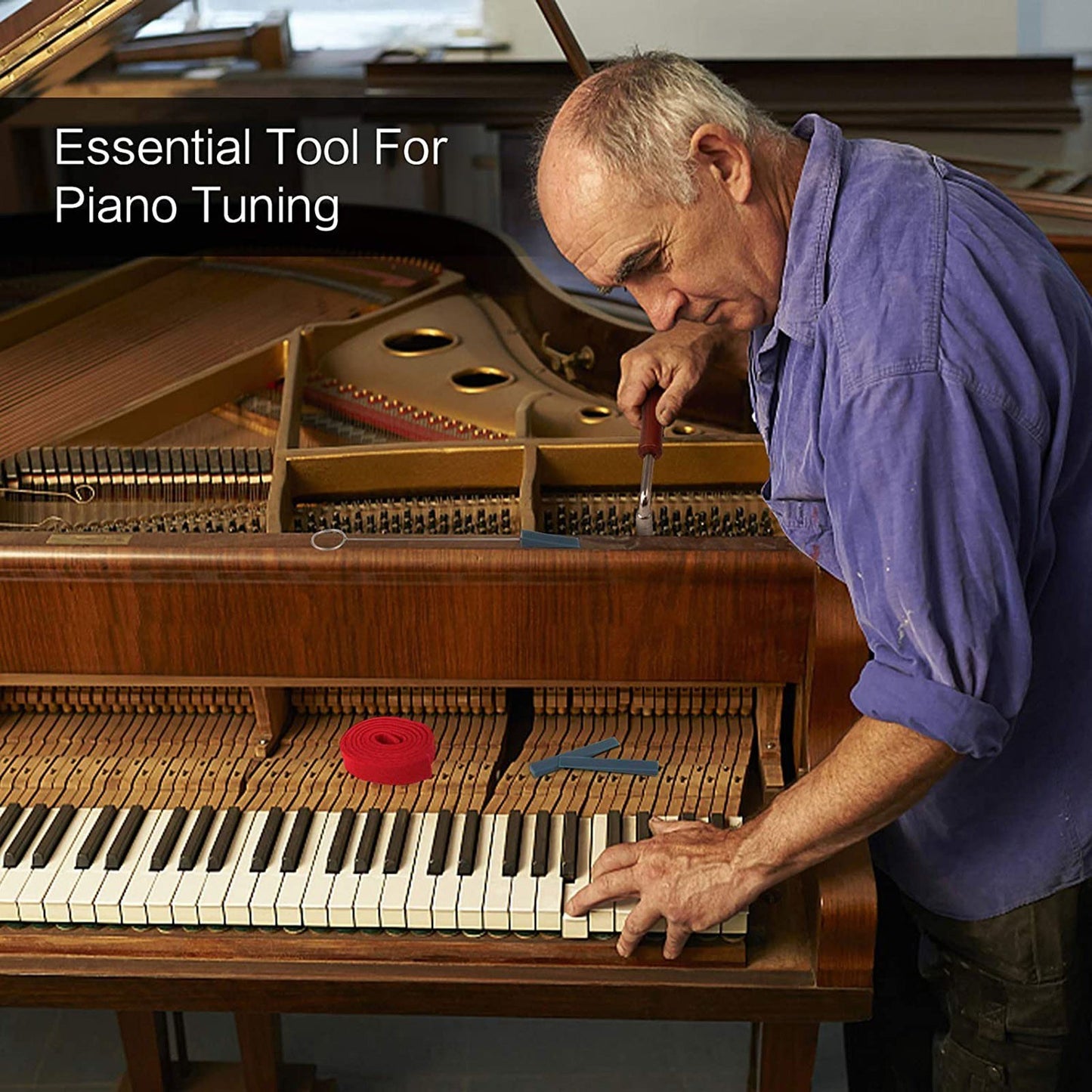 Piano Tuning Kit: Wrench Hammer, Temperament Strip, Mute Tools for DIY Repairs