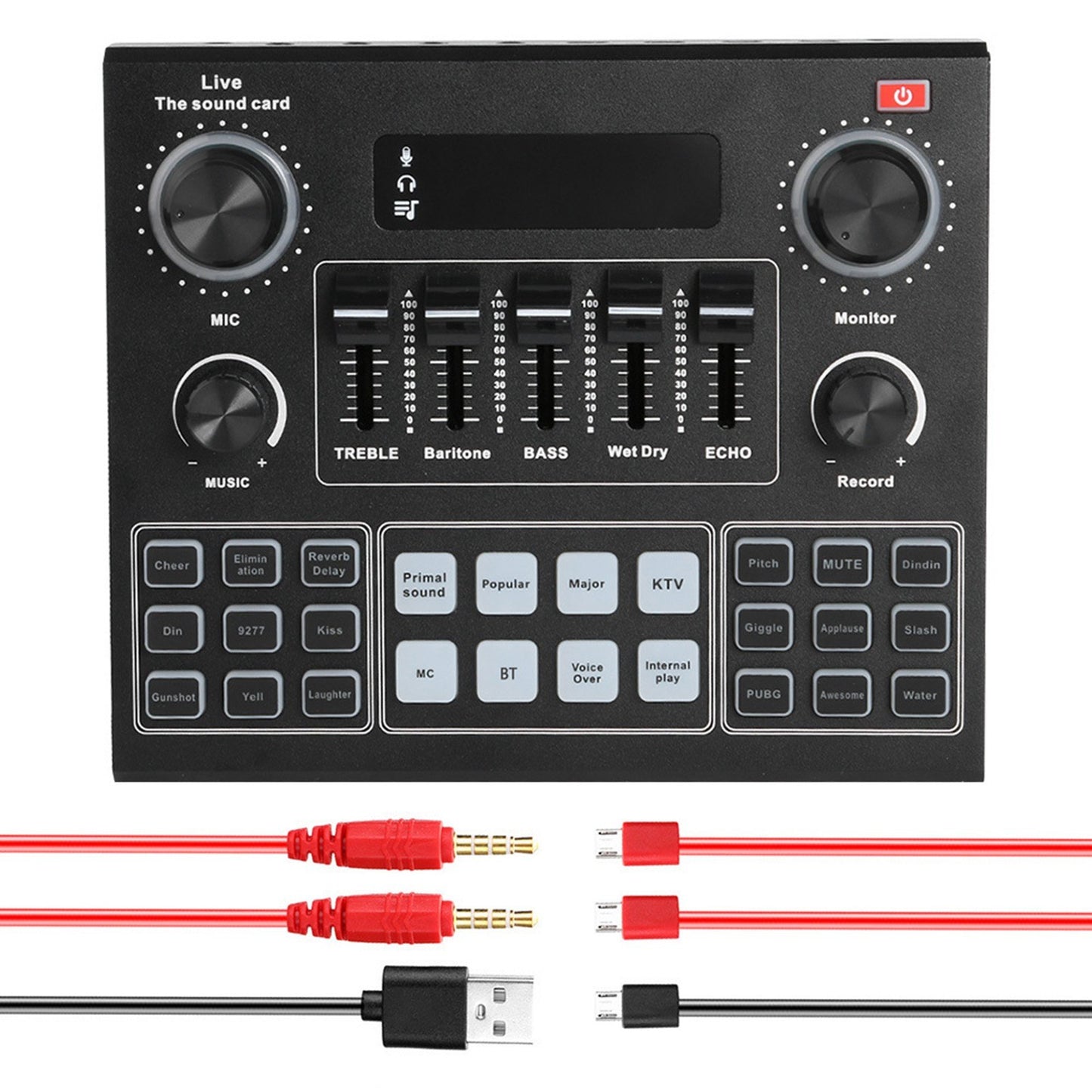 V9 Live Sound Card Bluetooth Audio Mixer with Sound Effects for Broadcasting, Recording, and Singing on Phones & Laptops
