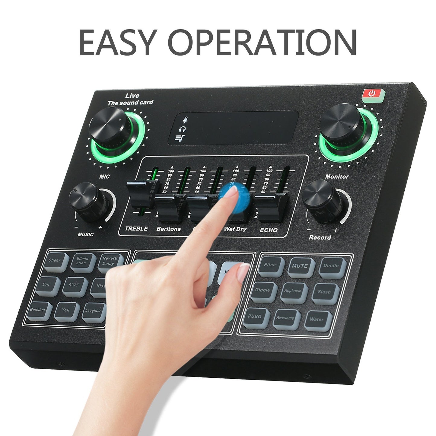 V9 Live Sound Card Bluetooth Audio Mixer with Sound Effects for Broadcasting, Recording, and Singing on Phones & Laptops
