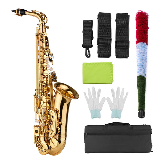 Muslady AS100 Eb Brass Lacquered Alto Saxophone Wind Instrument