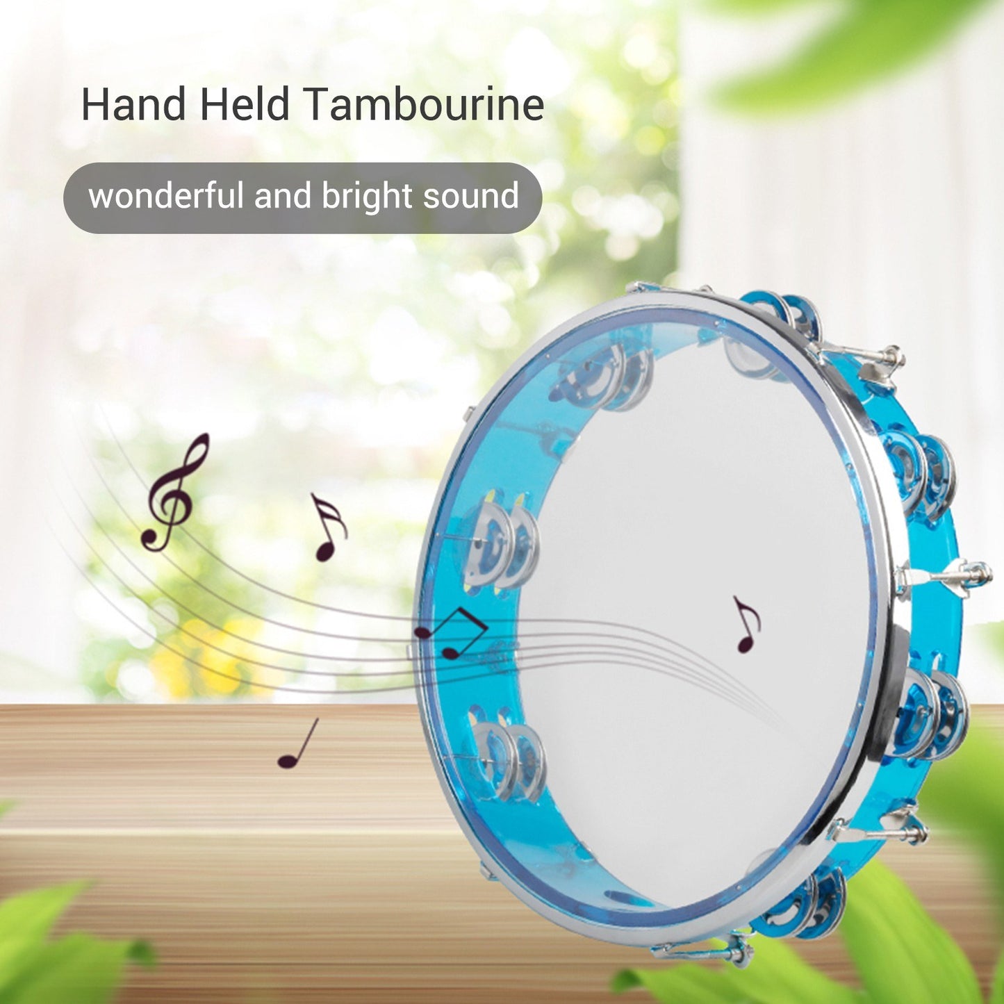 10-Inch Double Row Handheld Tambourine Drum Set Percussion Instrument