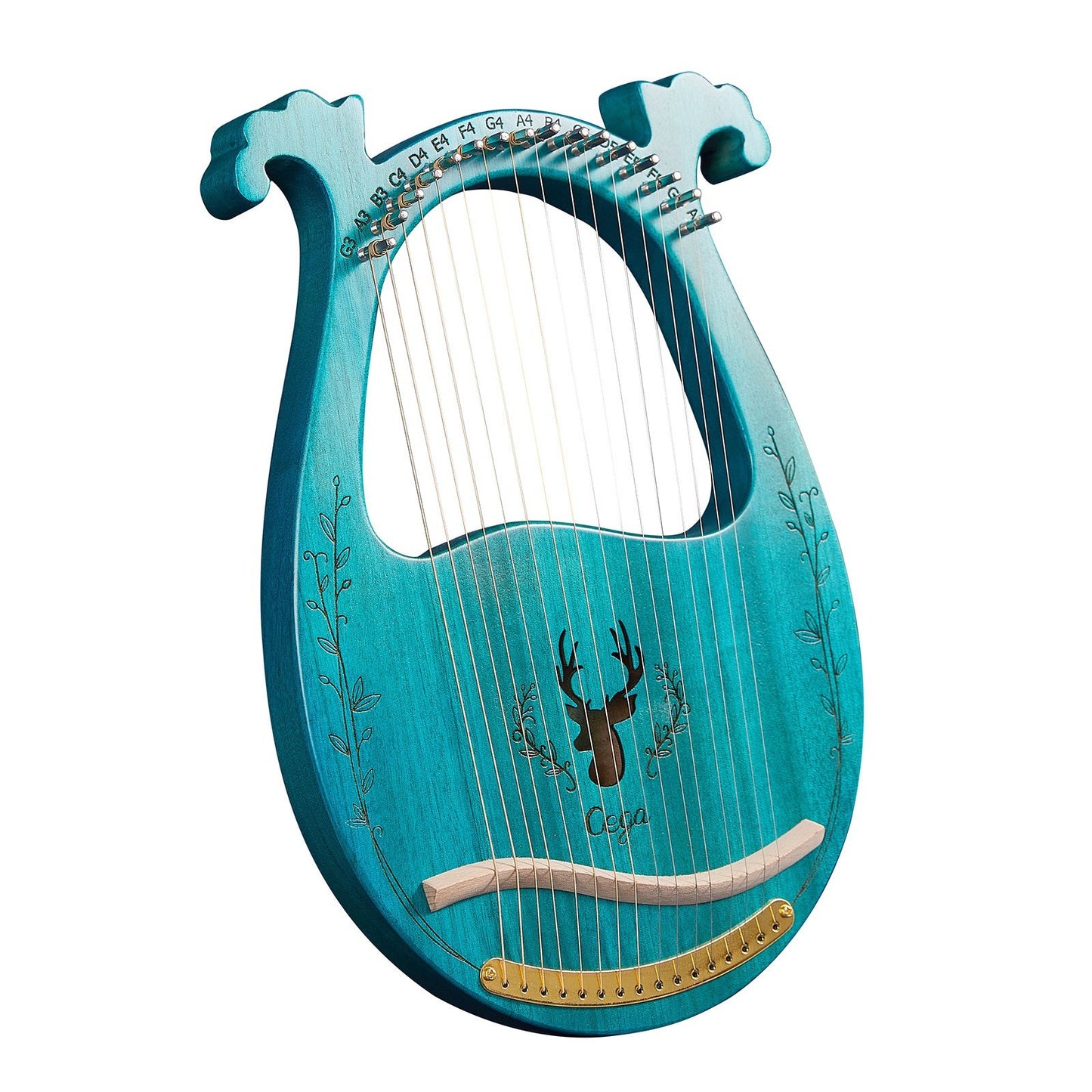 16-String Wooden Lyre Harp with Resonance Box, Tuning Wrench, and 3 Picks