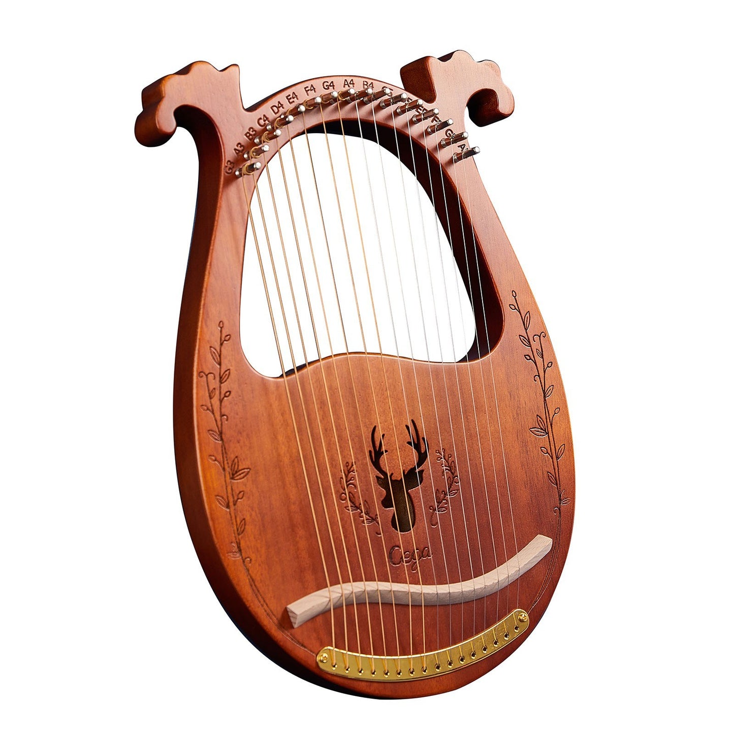 16-String Wooden Lyre Harp with Resonance Box, Tuning Wrench, and 3 Picks