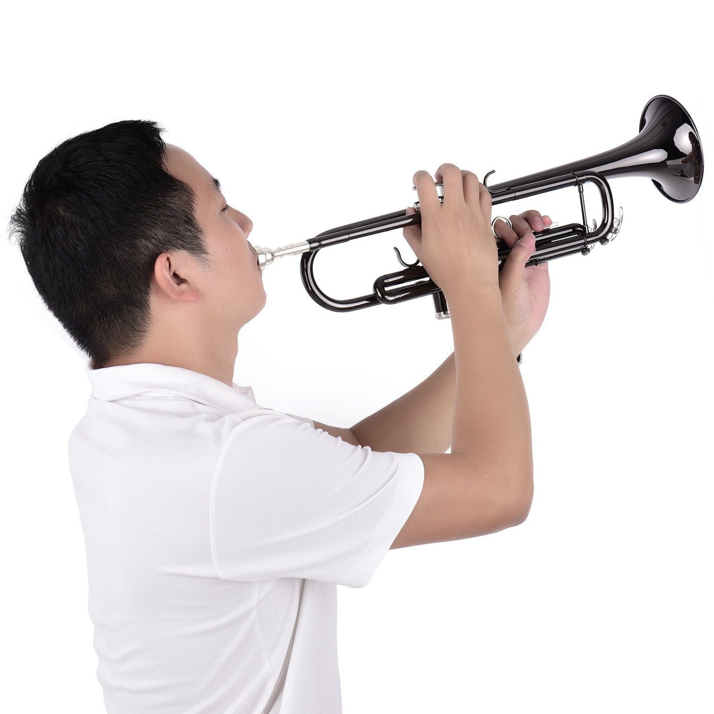 Black Bb Trumpet Set for Beginner Students - Brass Plated Finish