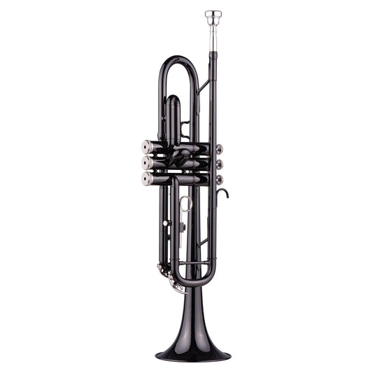 Black Bb Trumpet Set for Beginner Students - Brass Plated Finish