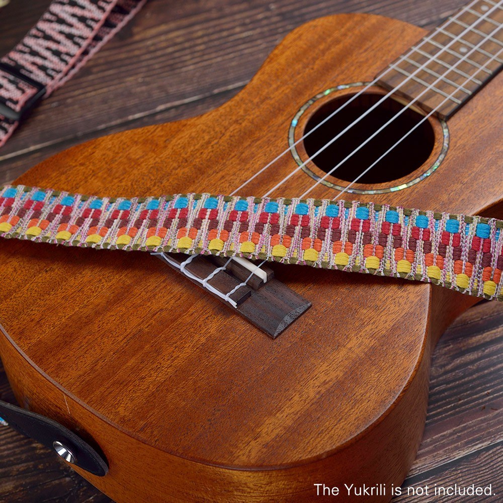 Adjustable Soft Polyester Ukulele Strap with Printed Pattern and Hanging Rope
