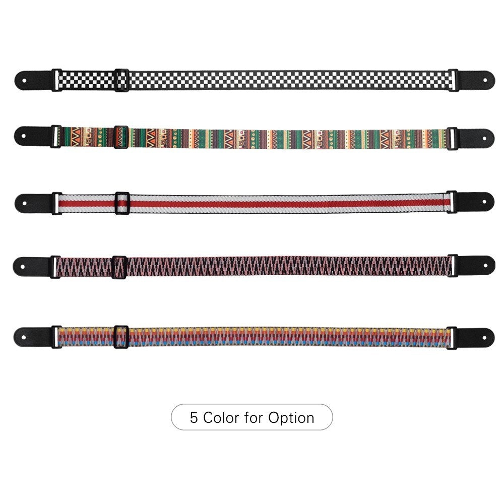 Adjustable Soft Polyester Ukulele Strap with Printed Pattern and Hanging Rope