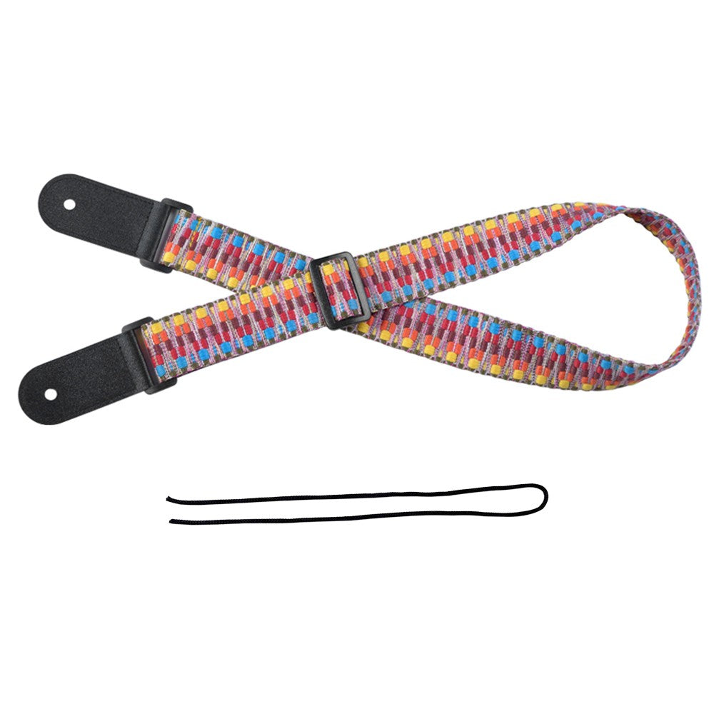 Adjustable Soft Polyester Ukulele Strap with Printed Pattern and Hanging Rope
