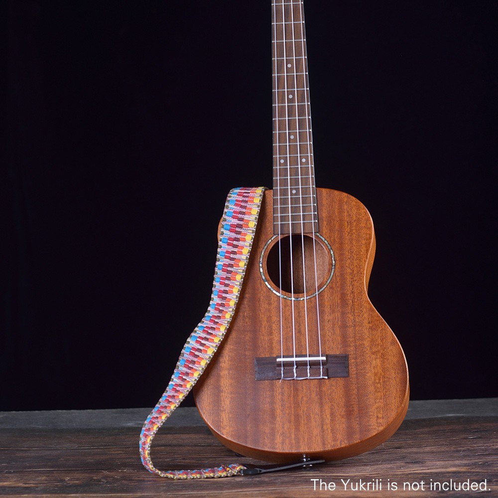 Adjustable Soft Polyester Ukulele Strap with Printed Pattern and Hanging Rope
