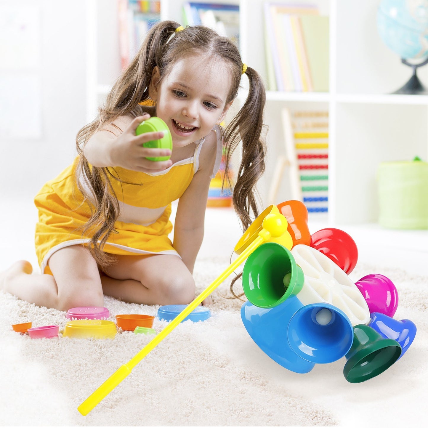 8-Note Hand Bell Percussion Instrument Musical Toy with Stick