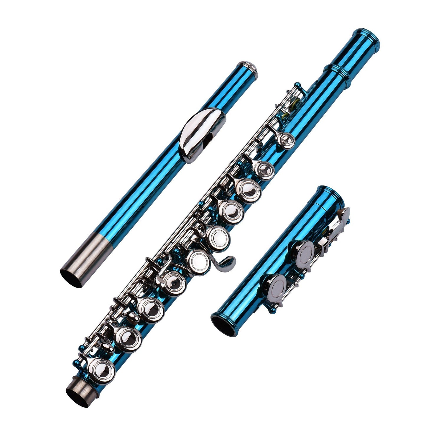 Nickel-Plated Cupronickel C Flute, 16 Keys, Closed Hole Wind Instrument