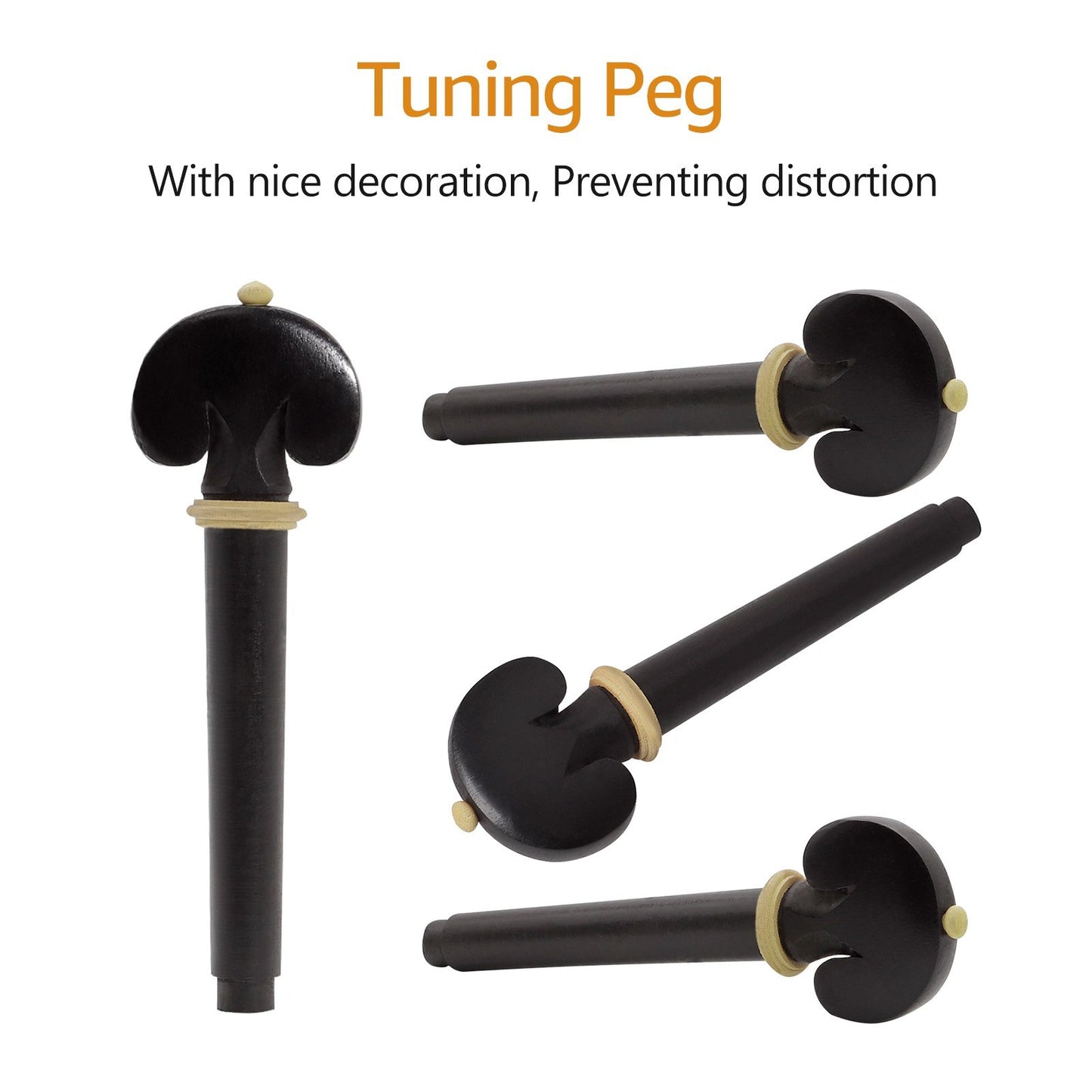 Muslady 4/4 Violin Ebony Accessory Set: Tailpiece, Chin Rest, End Pin, Tuning Pegs