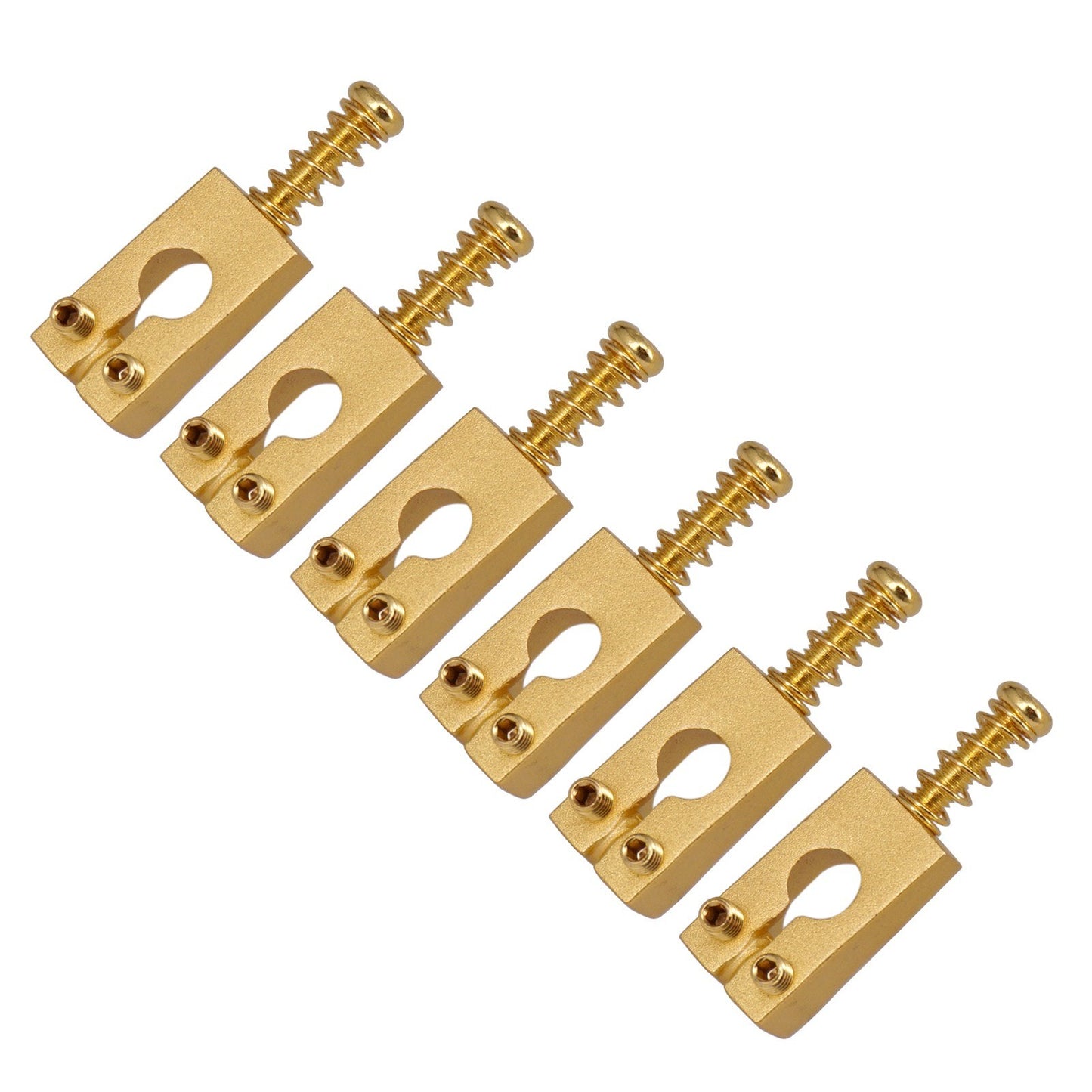 Set of 6 Vintage Brass Guitar String Saddles for Electric Guitars