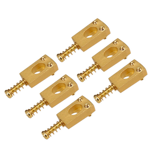 Set of 6 Vintage Brass Guitar String Saddles for Electric Guitars