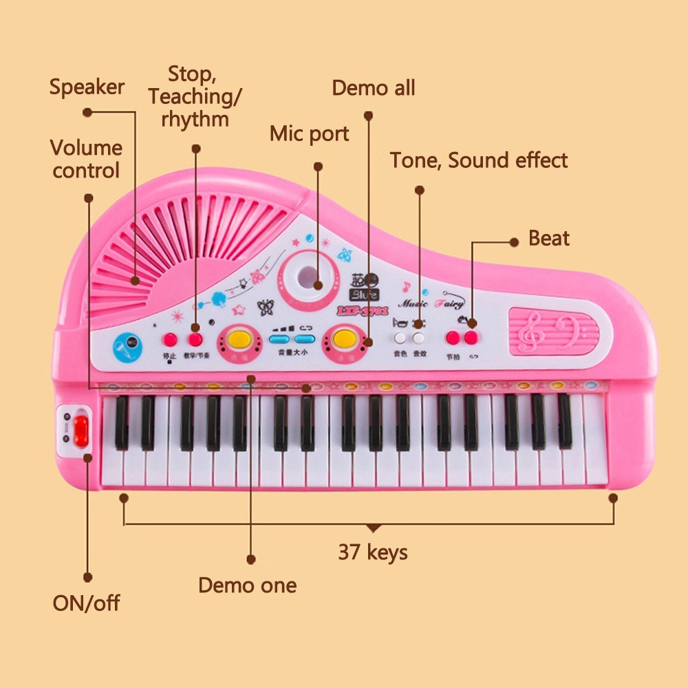 37-Key Electronic Kids Piano Keyboard Toy - Musical Instrument