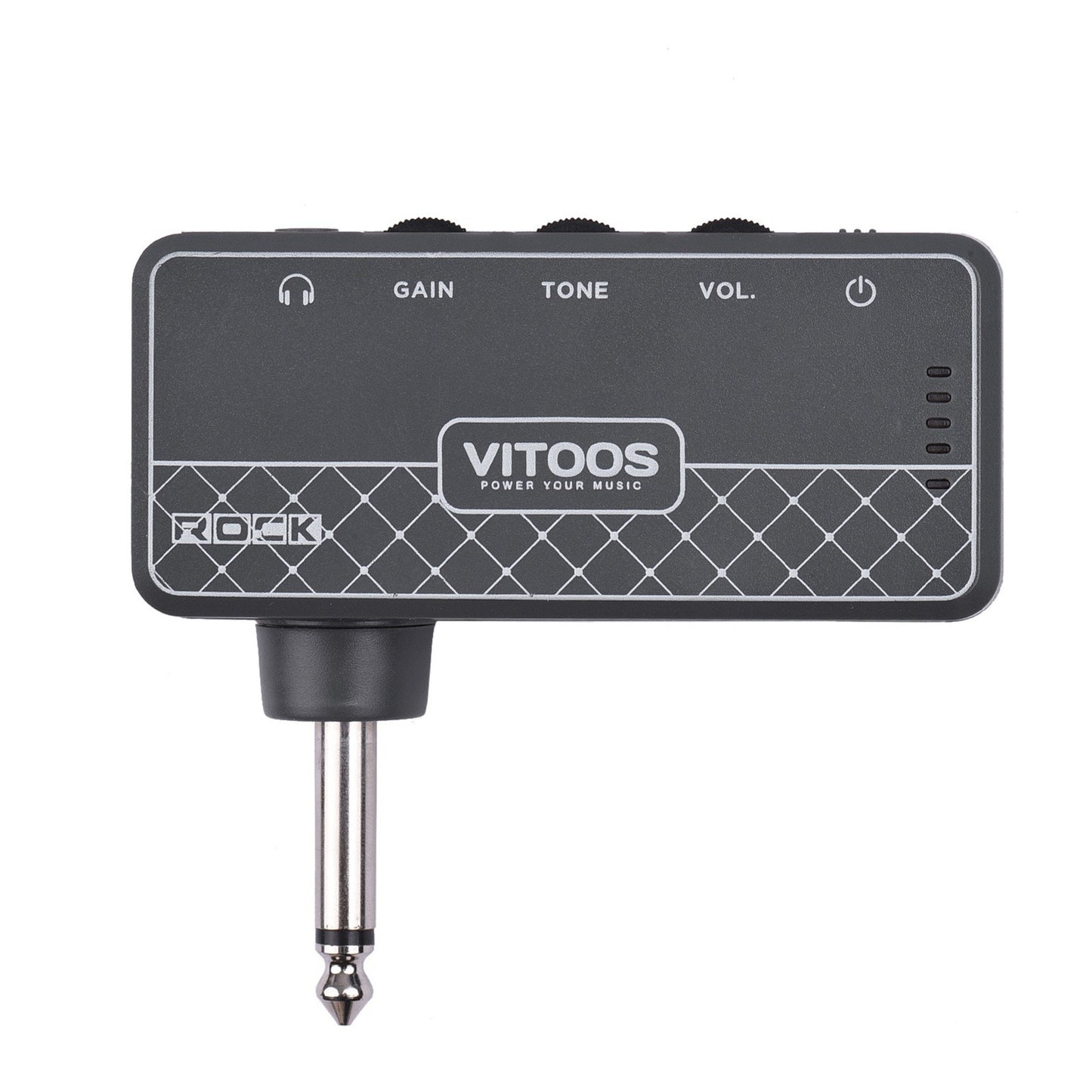 VITOOS METAL Guitar Headphone Amplifier with 1/4 Plug, 3.5mm Jack, Aux In, Gain, Tone & Volume Controls, Rechargeable Battery