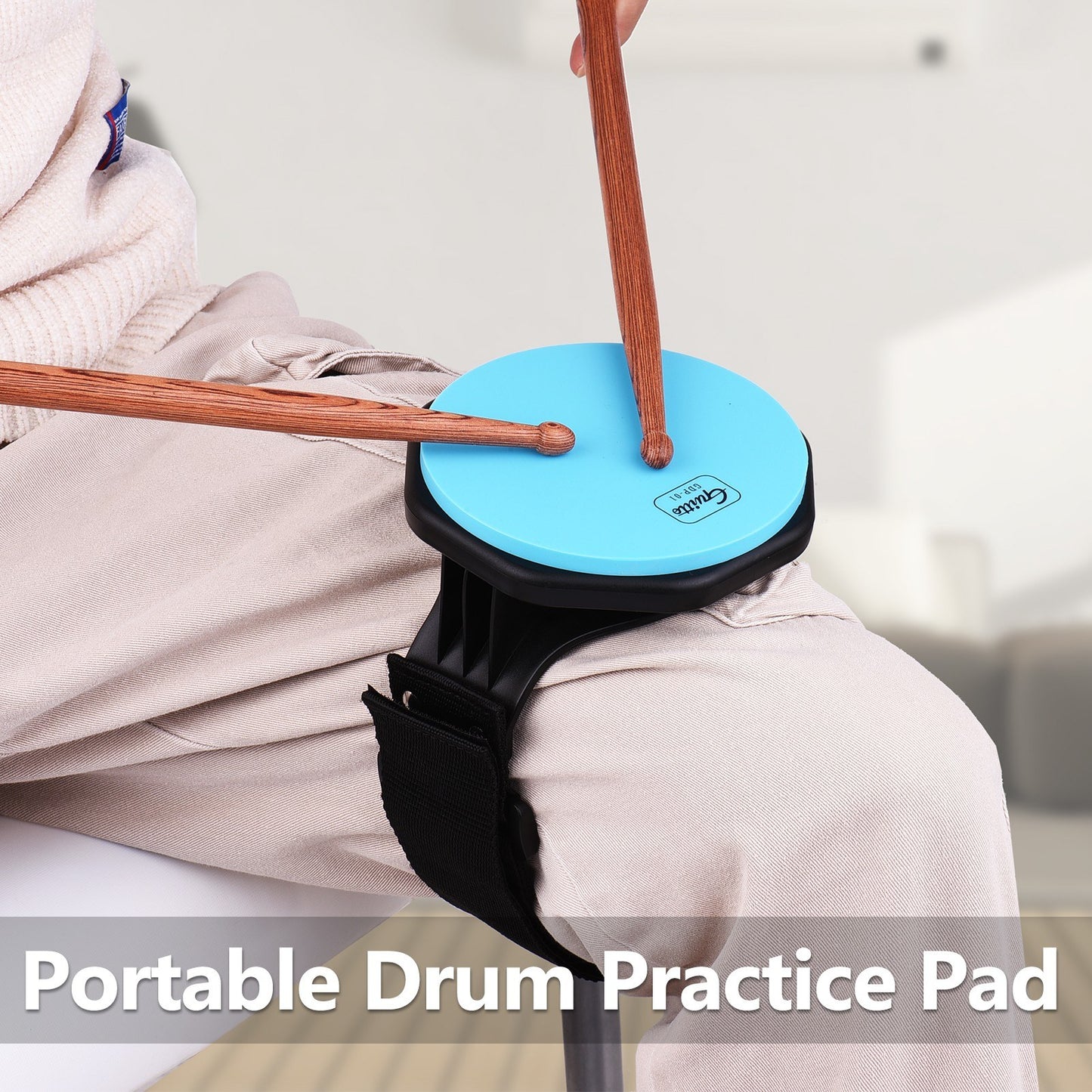 Adjustable Silica Gel Drum Practice Pad with Stand & Leg Strap for Kids & Adults