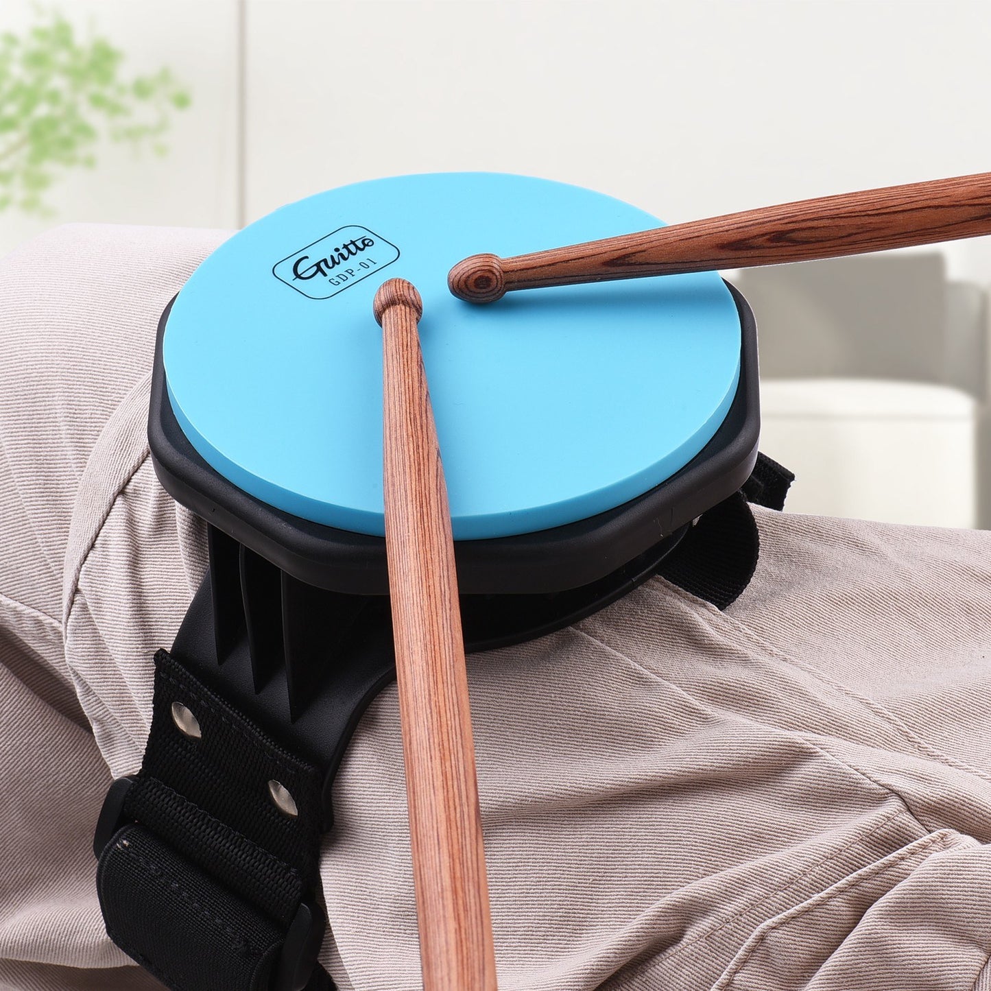 Adjustable Silica Gel Drum Practice Pad with Stand & Leg Strap for Kids & Adults