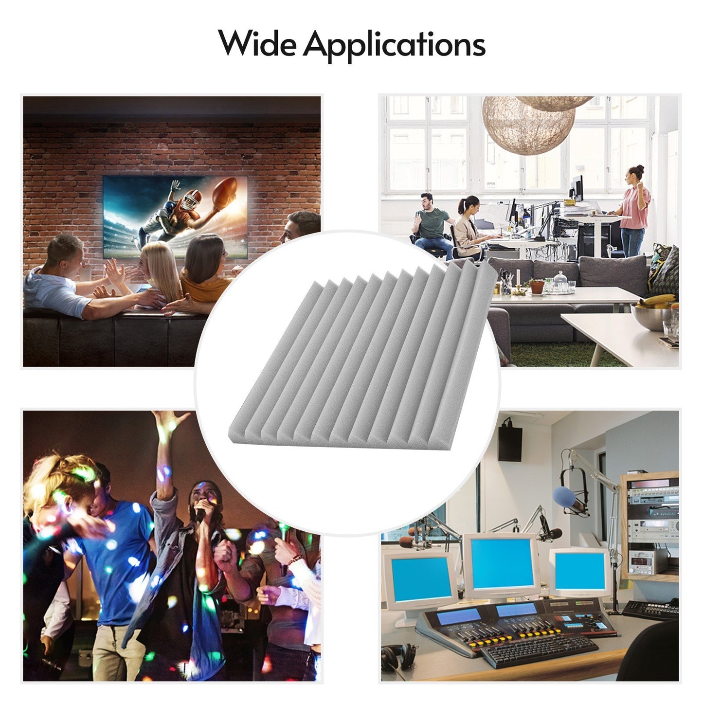 24 Pack Studio Acoustic Foam Panels - Sound Insulation & Absorbing, 30x30x2.5cm / 12x12x1in