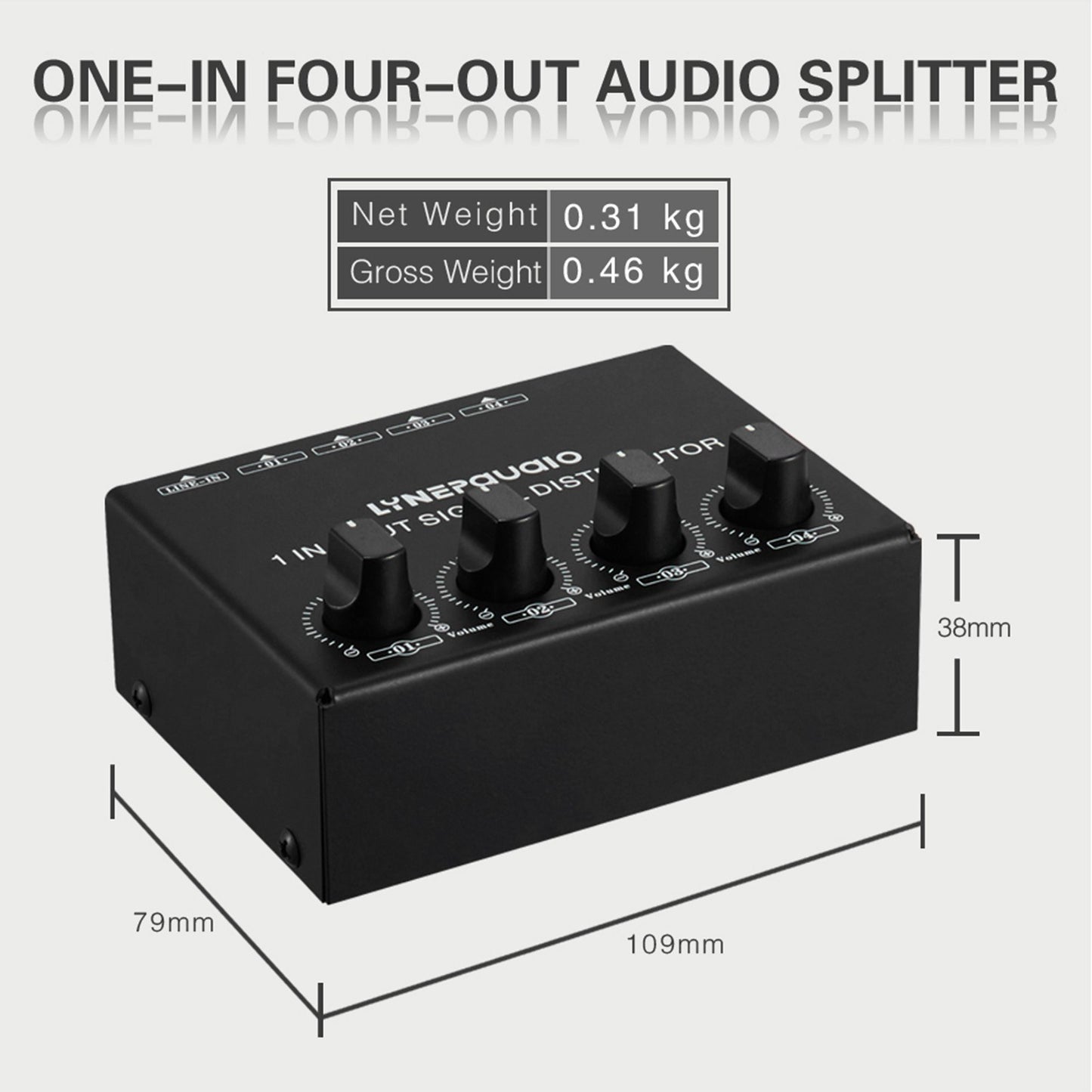 LYNEPAUAIO Stereo Audio Amplifier: 1-in-4-out Signal Distributor